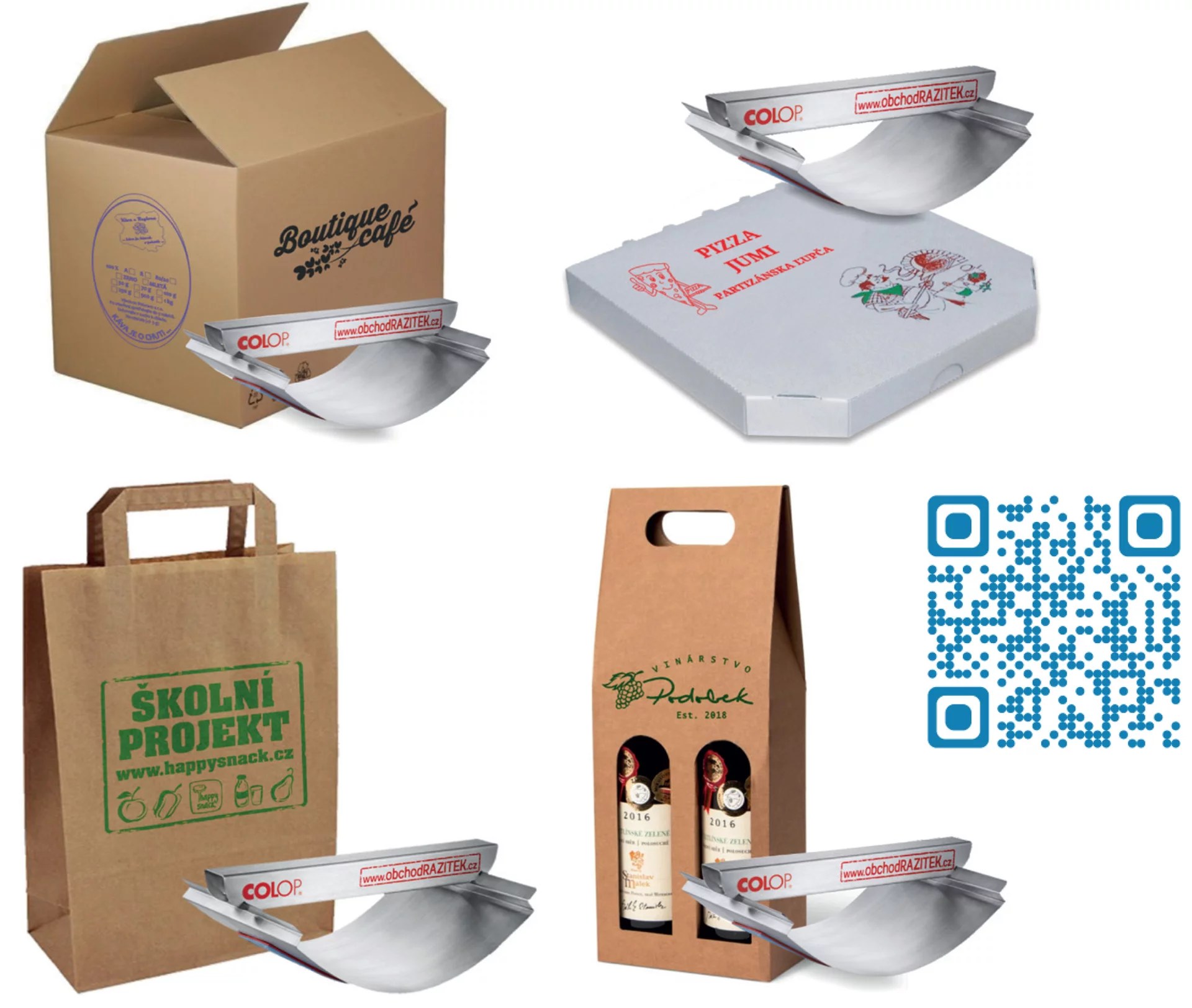 Velkoformátové kolébkové XXL razítko na potisk krabic, kartonů, papírových a plastových tašek